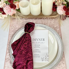 20 Inch Crushed Velvet Cloth Napkins Burgundy (Pack of 10)