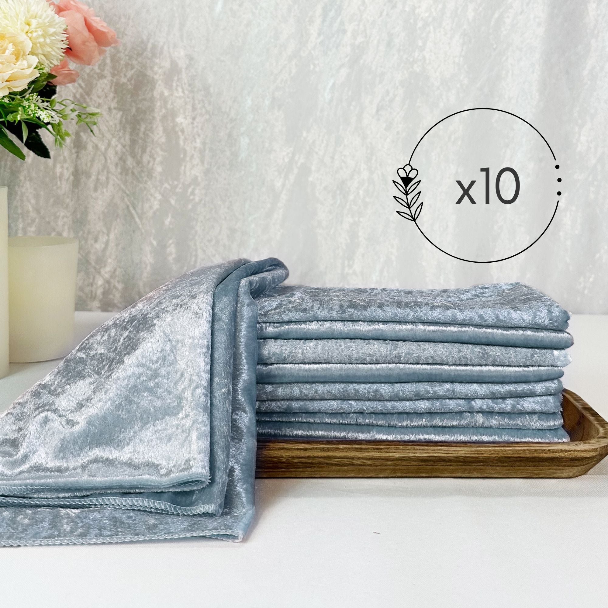 20 Inch Crushed Velvet Cloth Napkins Dusty Blue (Pack of 10)