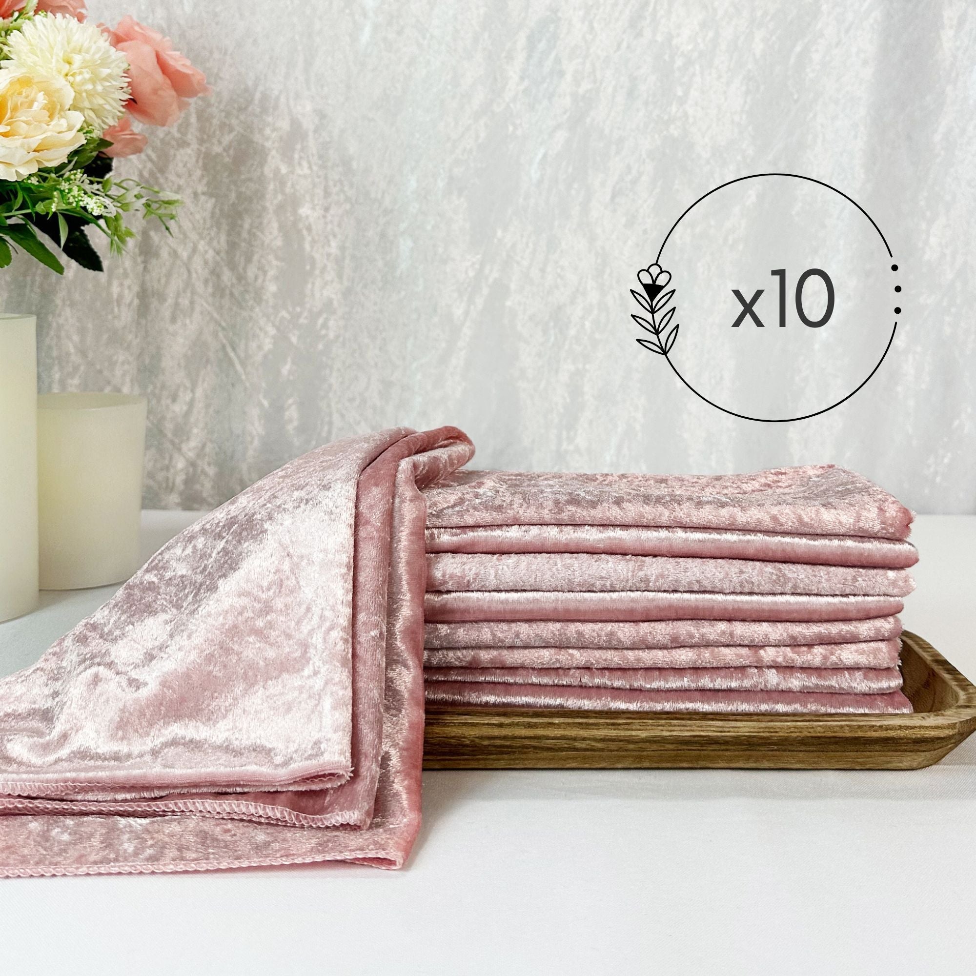 20 Inch Crushed Velvet Cloth Napkins Dusty Rose (Pack of 10)