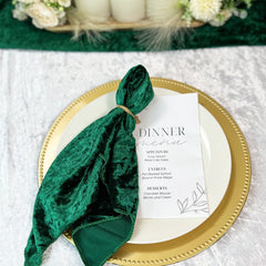 10 Pack 20 Inch Crushed Velvet Cloth Napkins Emerald Green