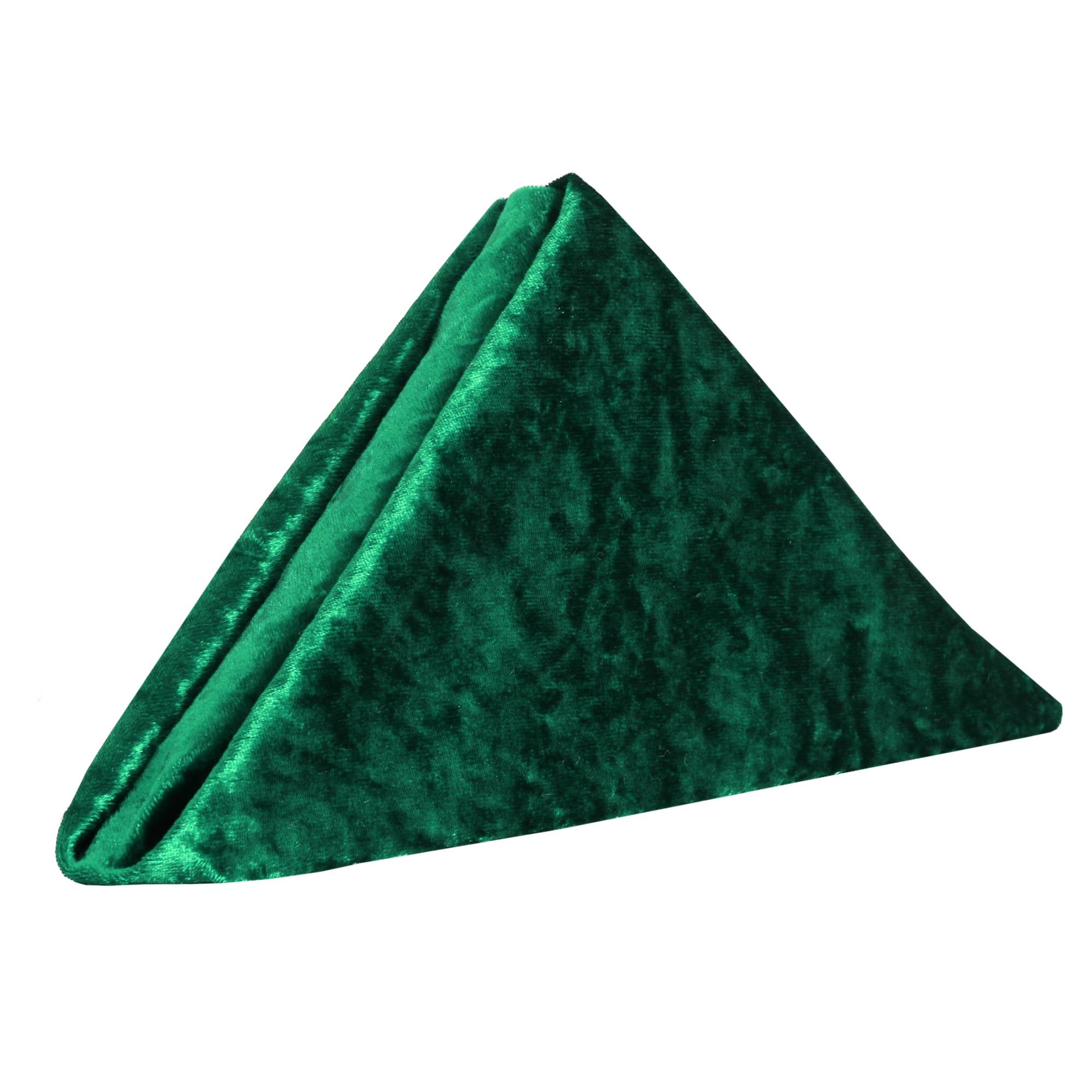 10 Pack 20 Inch Crushed Velvet Cloth Napkins Emerald Green