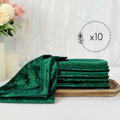 10 Pack 20 Inch Crushed Velvet Cloth Napkins Emerald Green