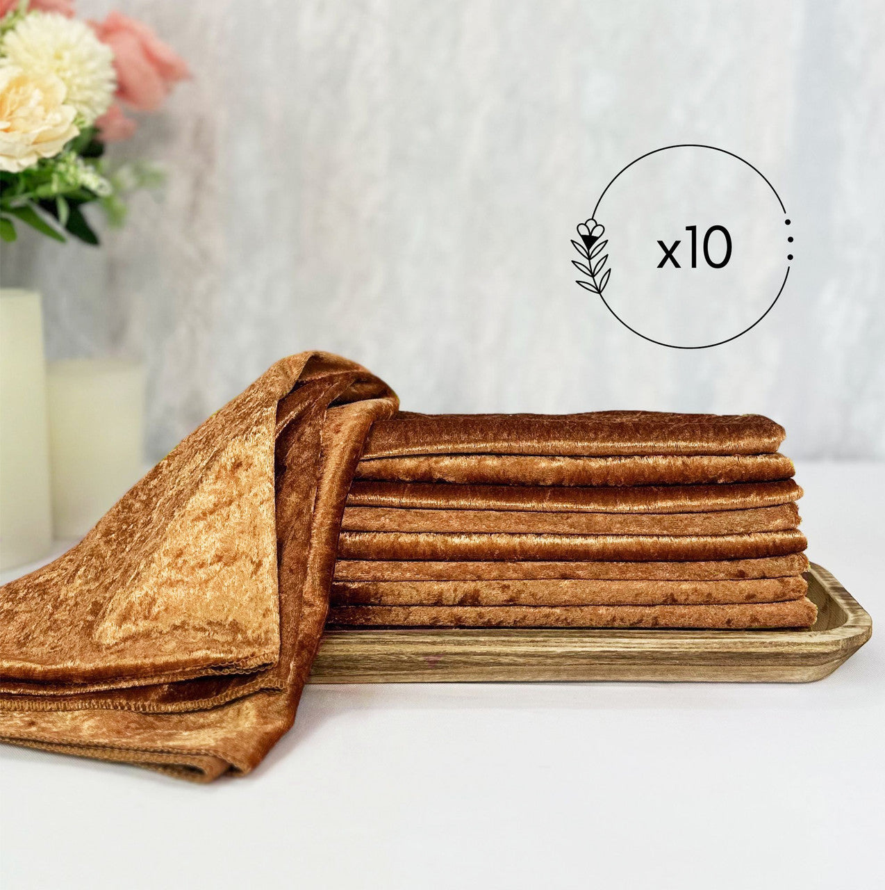 10 Pack 20 Inch Crushed Velvet Cloth Napkins Terracotta