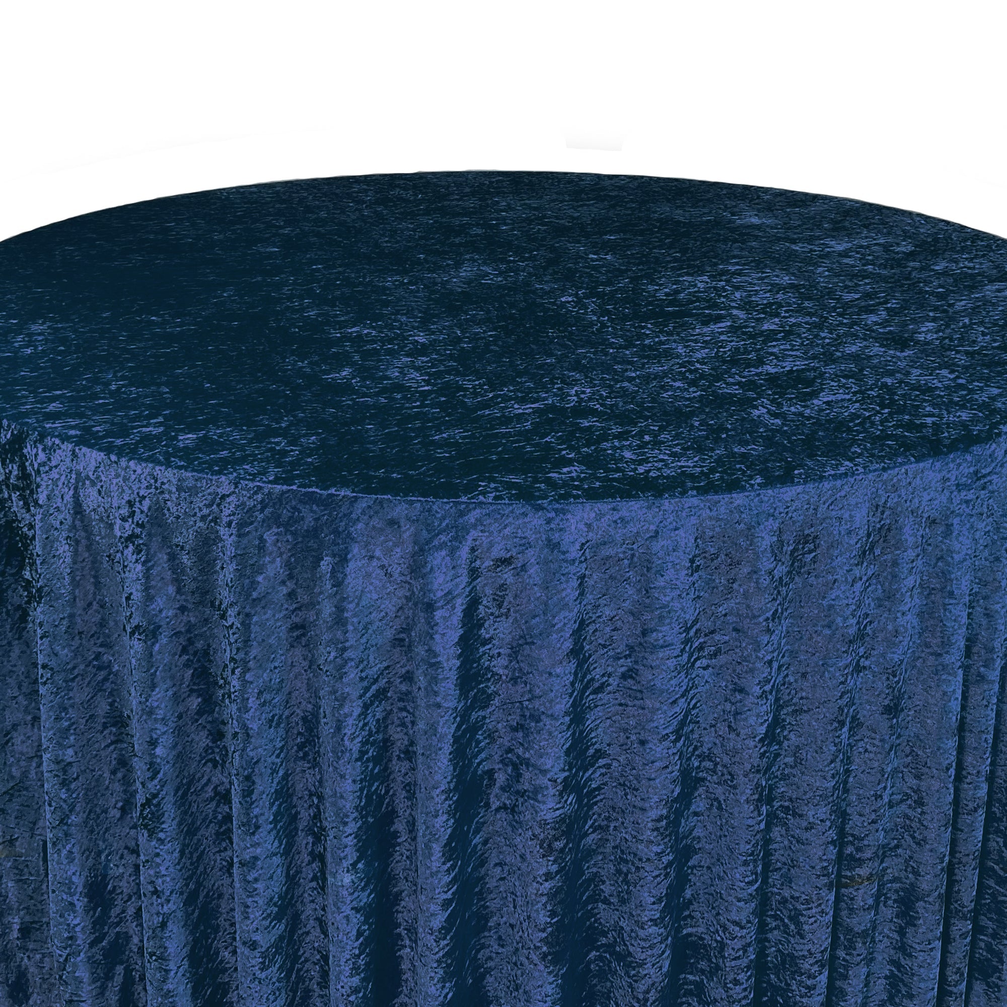 132 Inch Round Crushed Velvet Tablecloth Navy Blue