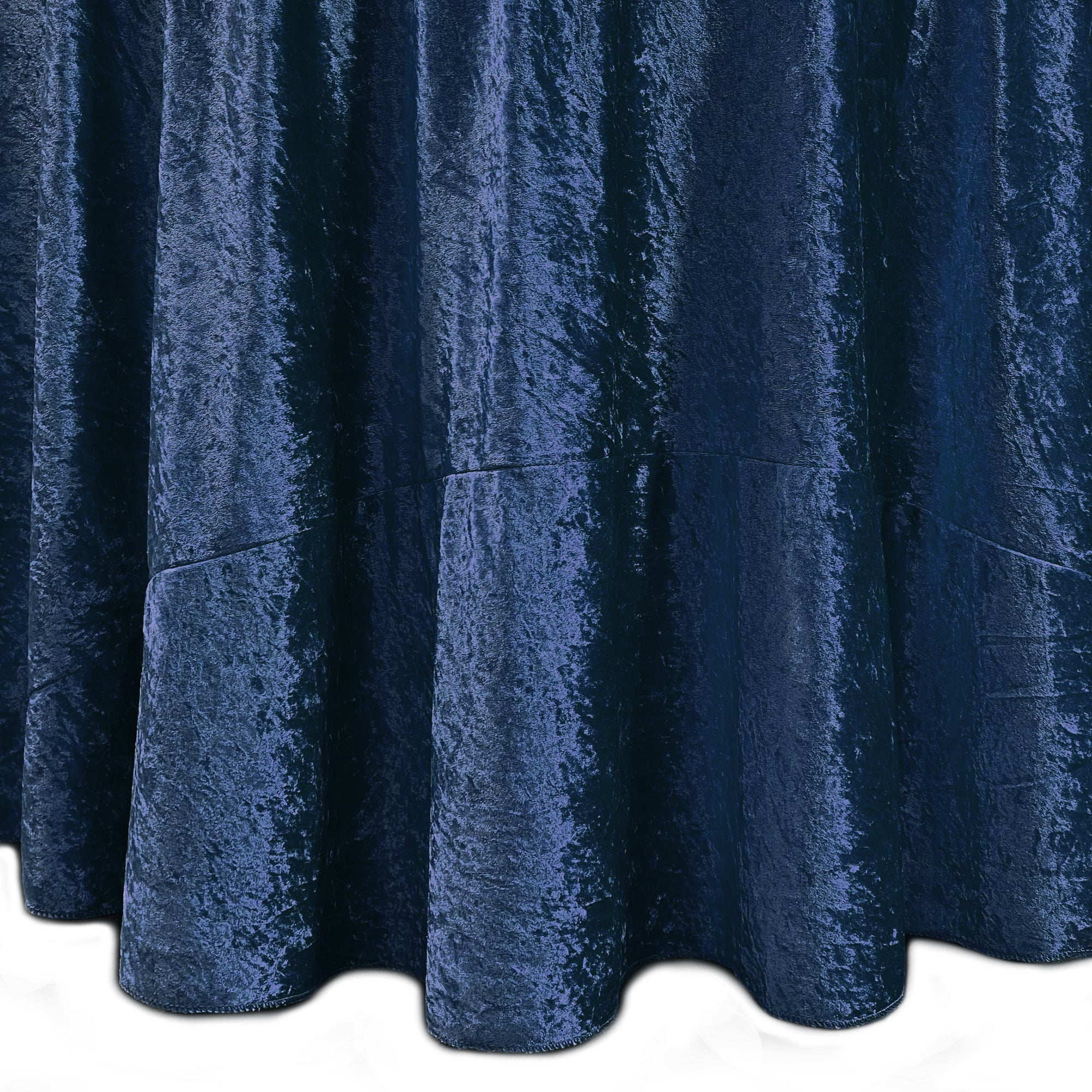 132 Inch Round Crushed Velvet Tablecloth Navy Blue