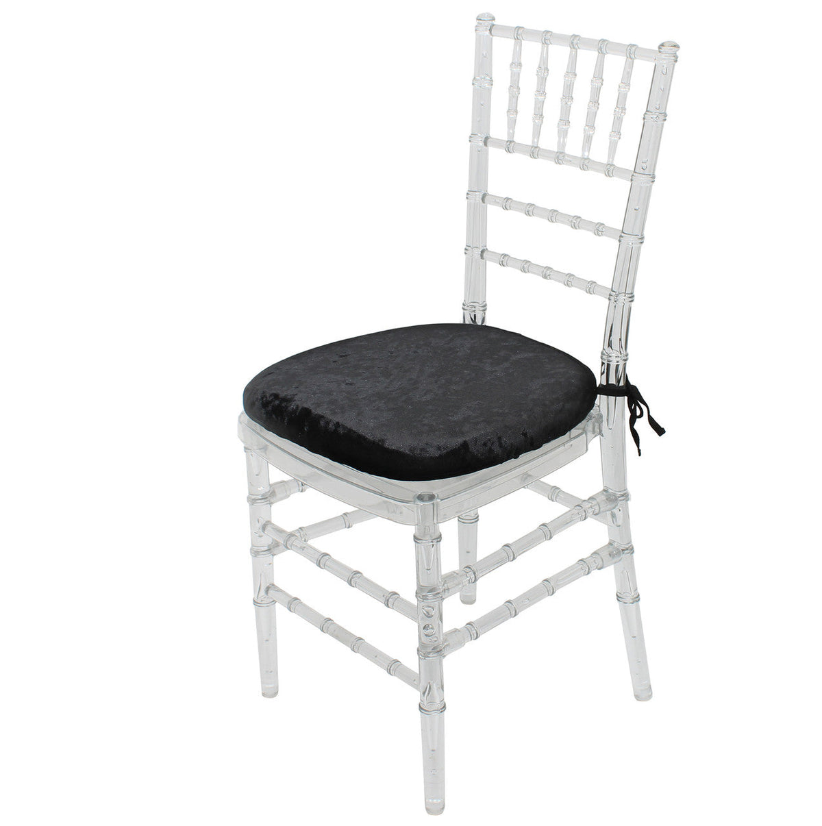 10 Pack Velvet Spandex Chiavari Pad Cover with Ties Black