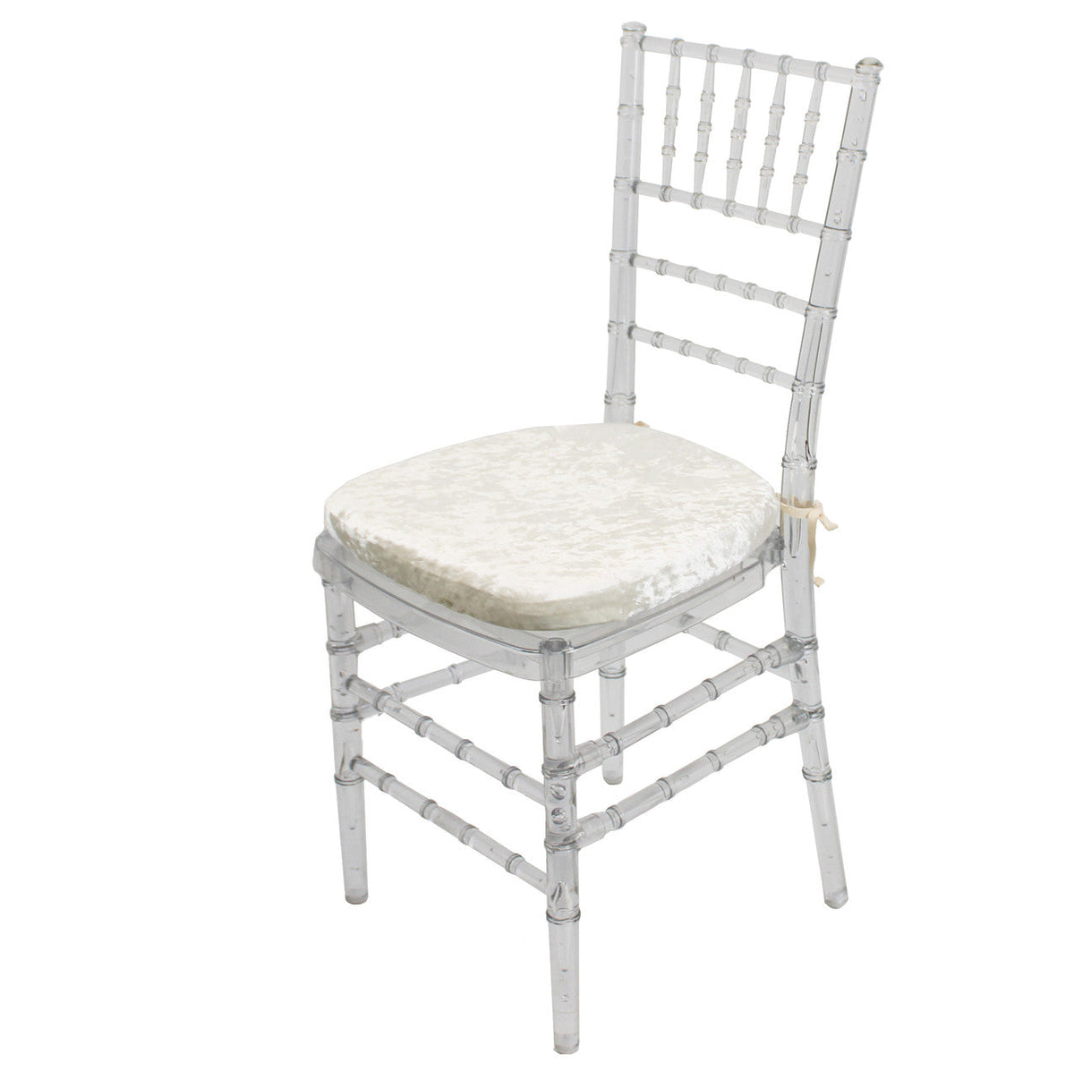 10 Pack Velvet Spandex Chiavari Pad Cover with Ties Ivory