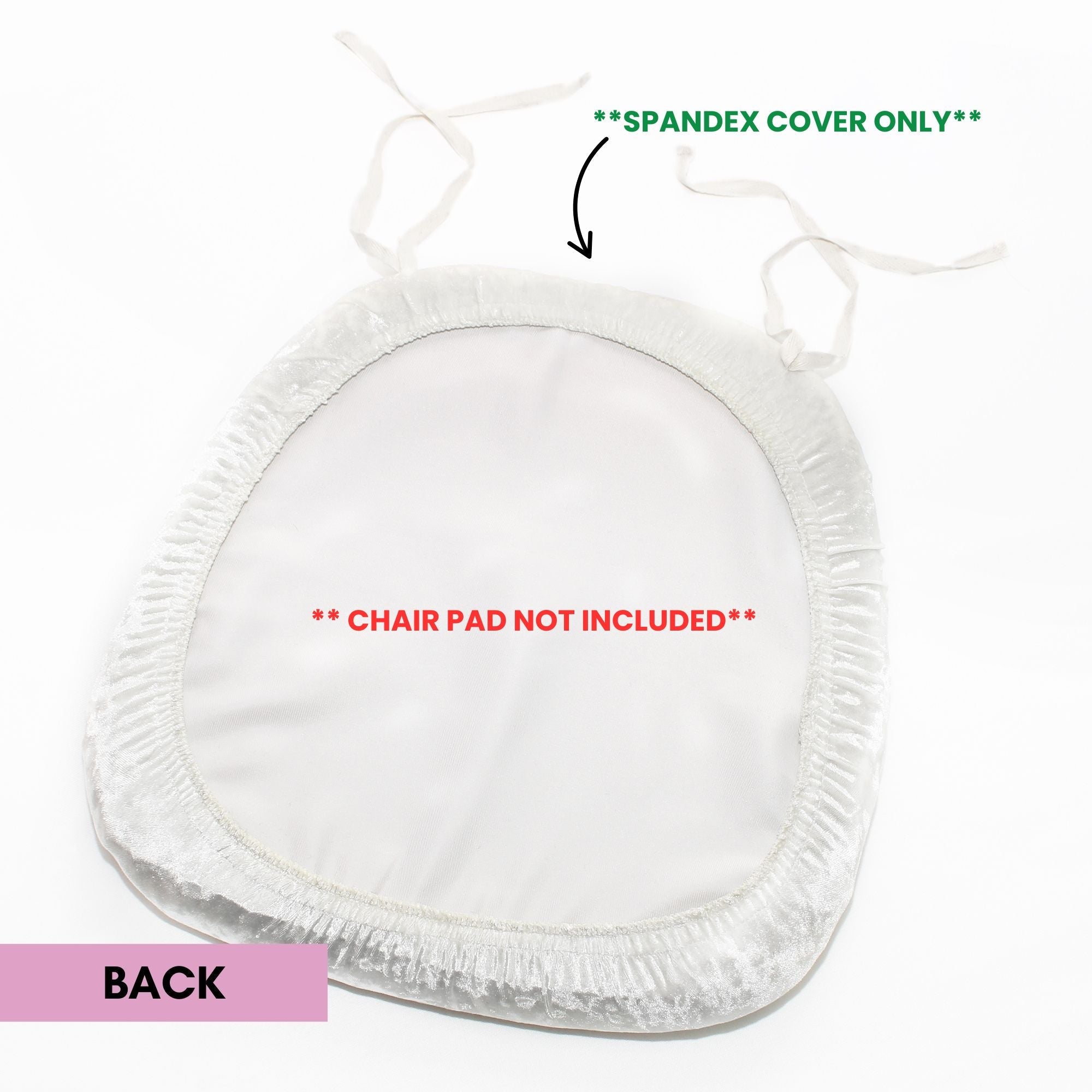 10 Pack Velvet Spandex Chiavari Pad Cover with Ties White