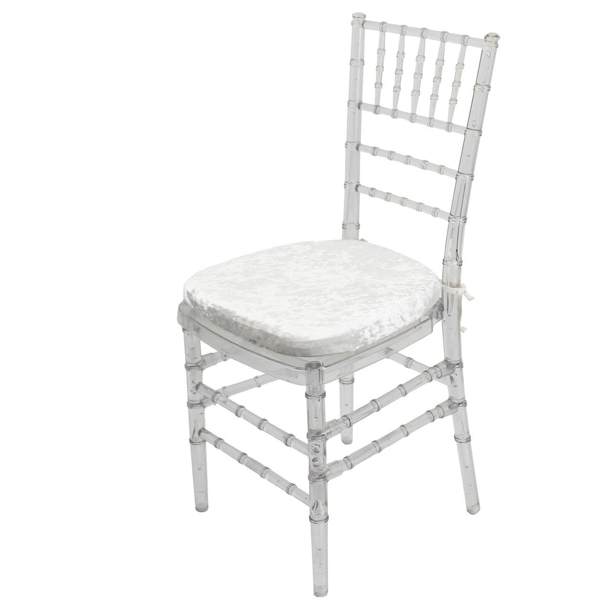 10 Pack Velvet Spandex Chiavari Pad Cover with Ties White