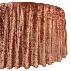132 Inch Round Crushed Velvet Tablecloth Terracotta