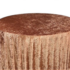 132 Inch Round Crushed Velvet Tablecloth Terracotta