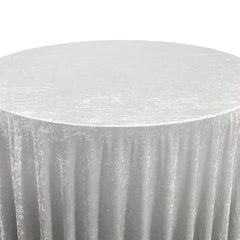 132 Inch Round Crushed Velvet Tablecloth White