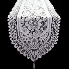13 x 108 inch Crochet Lace Table Runner White
